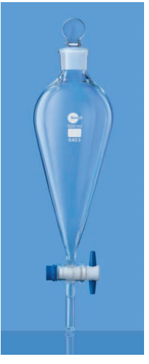 Phễu chiết quả lê khóa nhựa 500ml Borosil 6403024
