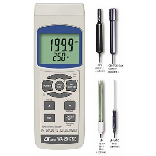 Máy đo pH/ ORP/ DO/ CD/ TDS/ độ mặn trong dung dịch WA-2017SD Lutron