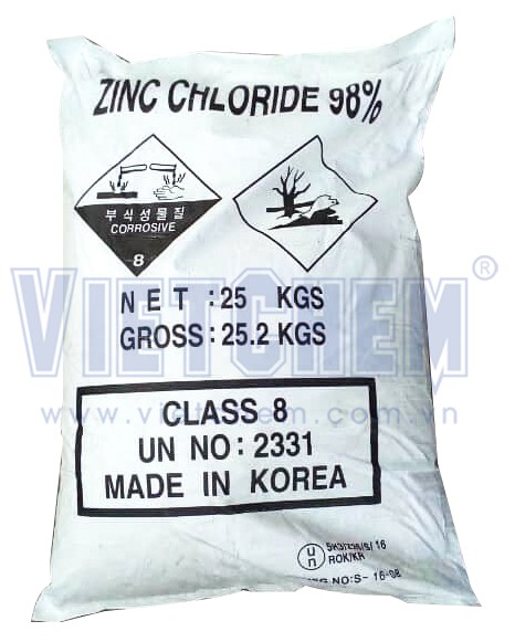 Zinc chloride ZnCl2 98%, Trung Quốc, 25kg/bao 7646-85-7