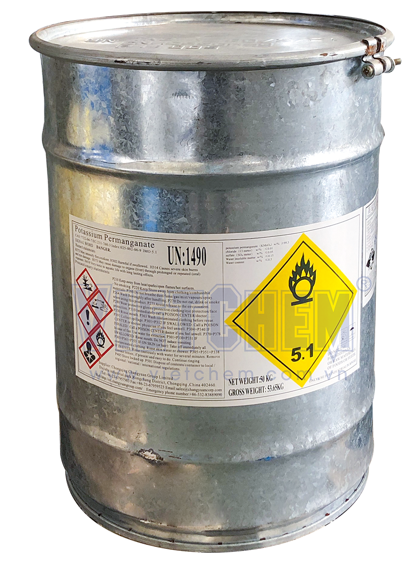 Potassium permanganate KMnO4 99%, Trung Quốc, 50kg/thùng 7722-64-7