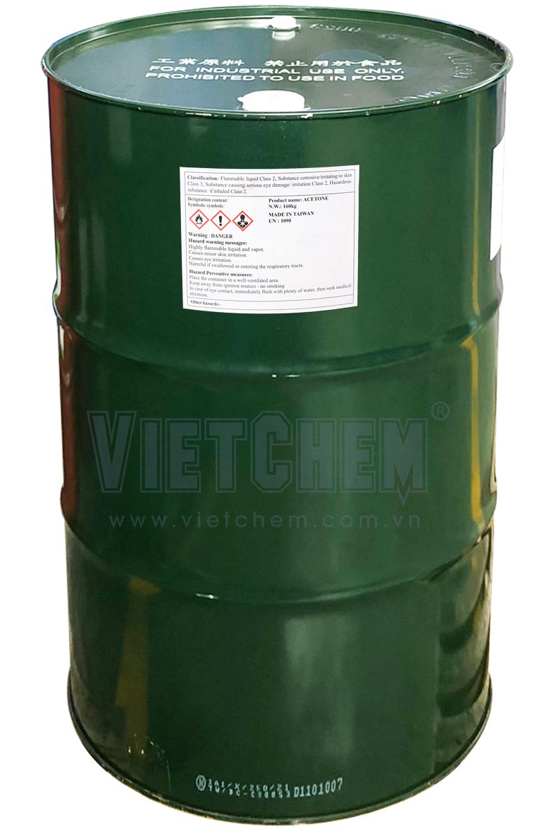 Acetone C3H6O 99%, Đài Loan, 160kg/phuy 67-64-1