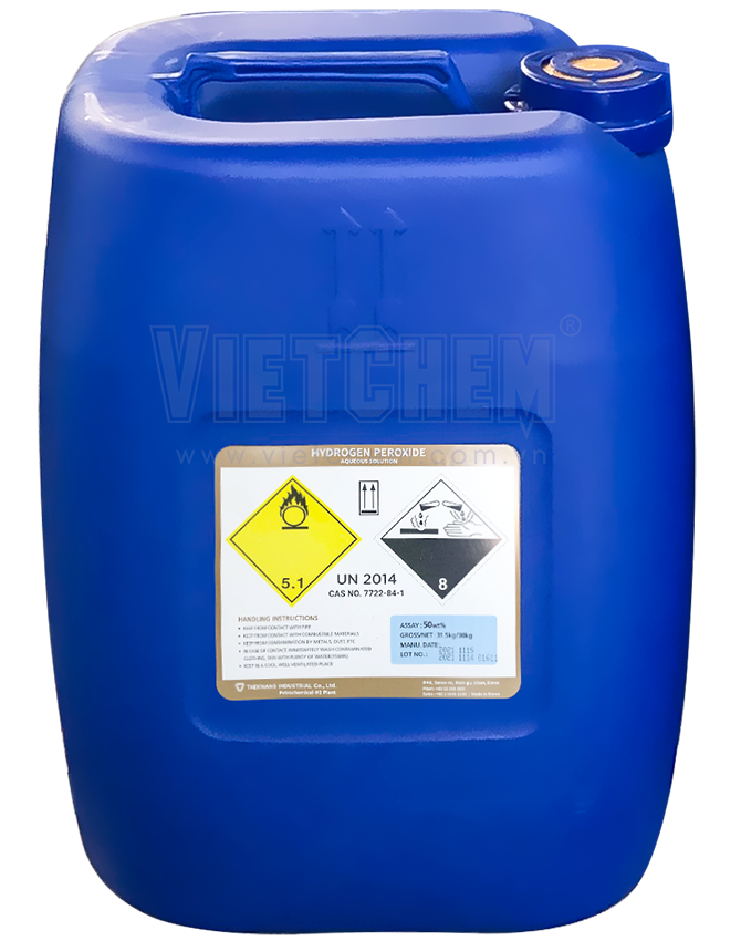 Hydrogen peroxide H2O2 50%, Hàn Quốc, 30kg/can 7722-84-1
