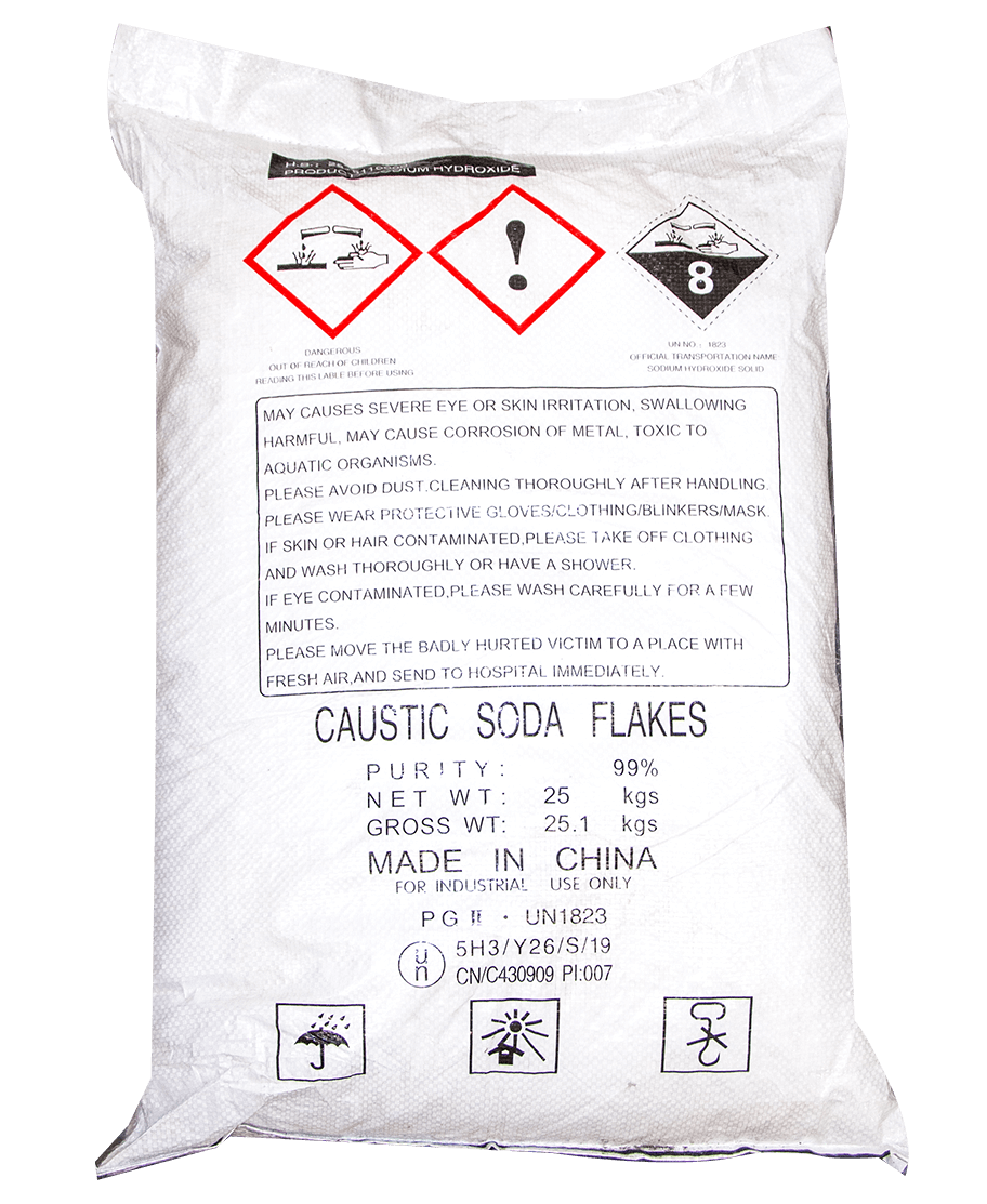Sodium hydroxide 99% NaOH, Trung Quốc, 25kg/bao