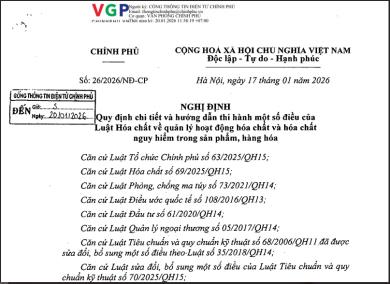 Phân Tích Toàn Diện Nghị Định 26/2026/NĐ-CP Quản Lý Hóa Chất Trong Sản Phẩm Mới Nhất