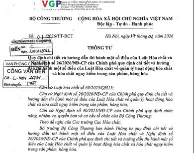 Nghị Định 26/2026/NĐ-CP & TT 01/2026 Quản Lý Hóa Chất Nguy Hiểm