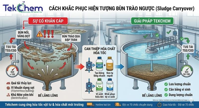 Cách Khắc Phục Bùn Trào Ngược Xử Lý Nước Thải Triệt Để