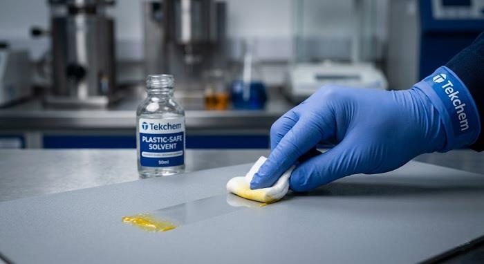 Cách tẩy keo rồng vàng trên nhựa bằng dung môi an toàn