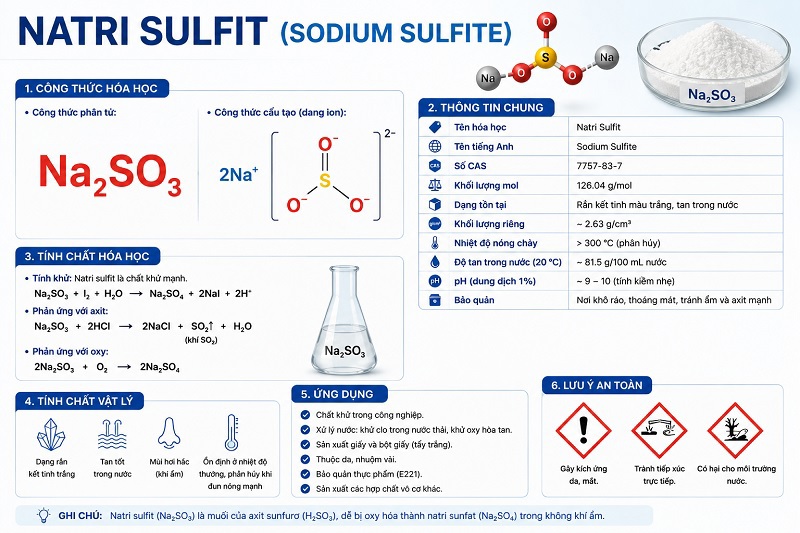 Natri Sulfit Na2SO3 Là Gì? Ứng Dụng Xử Lý Nước & Công Nghiệp