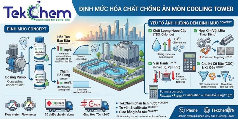 Định Mức Sử Dụng Hóa Chất Chống Ăn Mòn Cooling Tower Chuẩn
