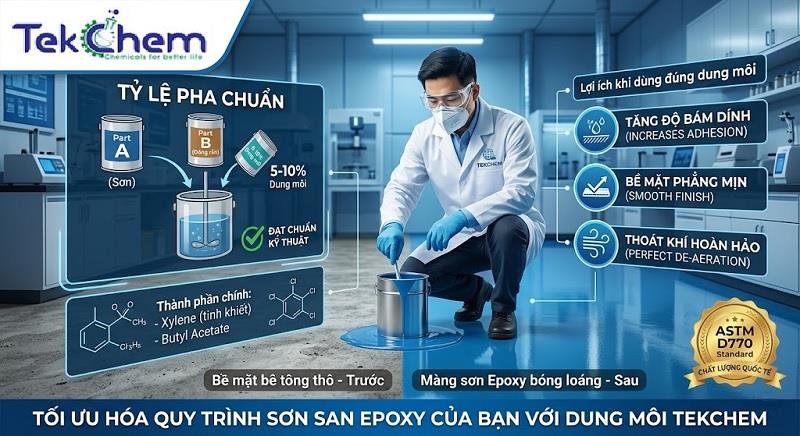 Dung môi pha sơn epoxy là gì? Tỷ lệ pha chuẩn & Báo giá 2026