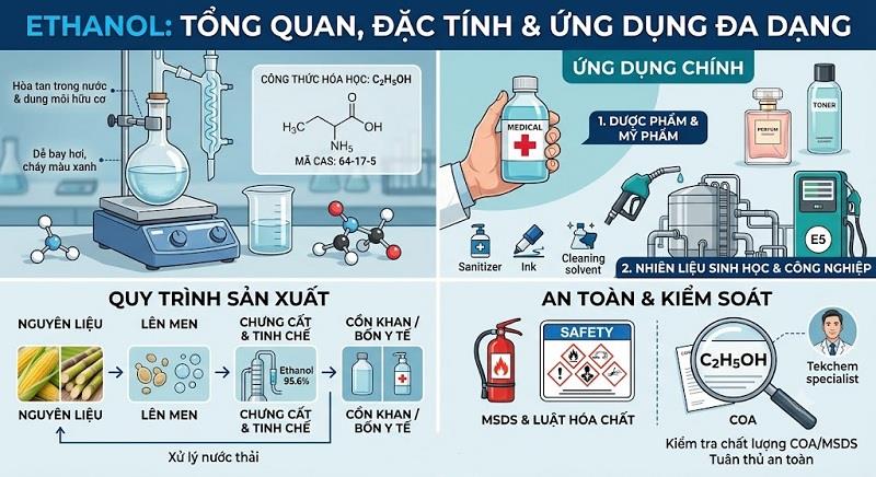 Ethanol Là Gì? Cấu Tạo, Ứng Dụng & Phân Biệt Methanol