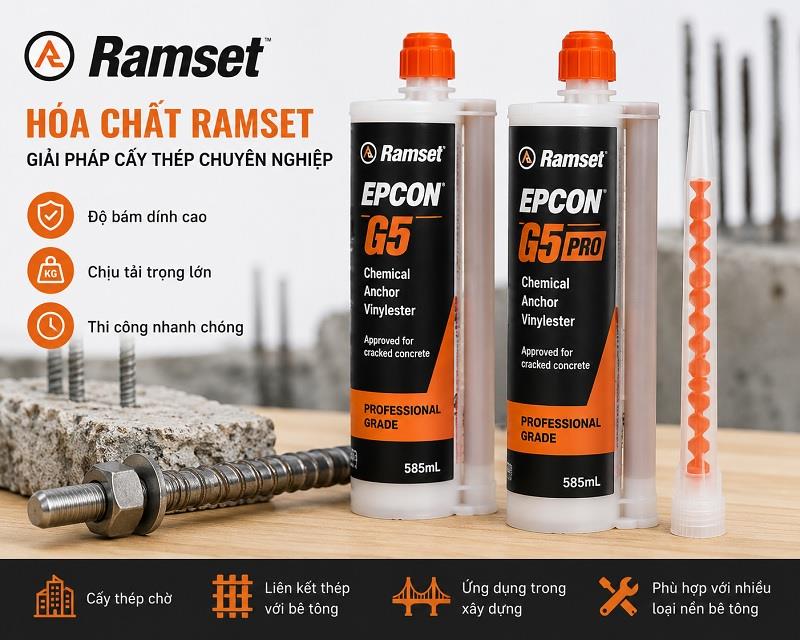 Hóa Chất Ramset Epcon G5 & G5 Pro: Báo Giá, Thi Công Cấy Thép