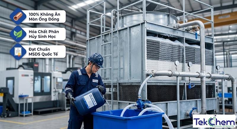 Hóa Chất Tẩy Cáu Cặn Cooling Tower An Toàn Kháng Ăn Mòn & Quy Trình Chuẩn 2026