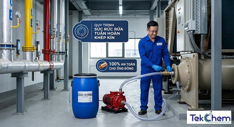 Hóa Chất Súc Rửa Đường Ống Chiller An Toàn Kháng Ăn Mòn & Quy Trình Chuẩn 2026