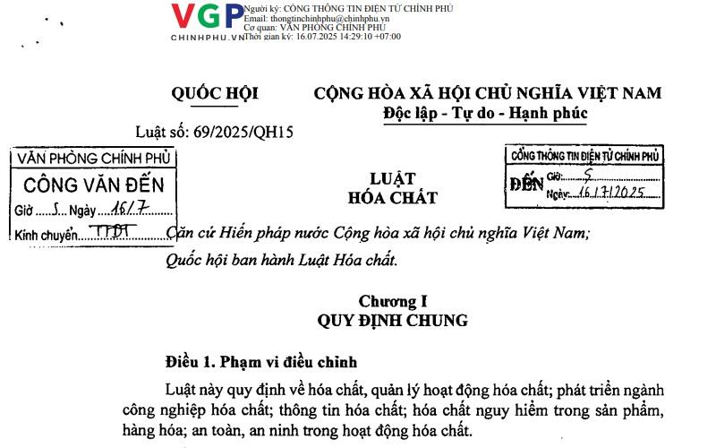 Tổng Quan Về Luật Hóa Chất Số 69/2025/QH15 Mới Nhất