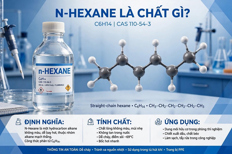 N-Hexane là chất gì? Tính chất, ứng dụng và độ an toàn