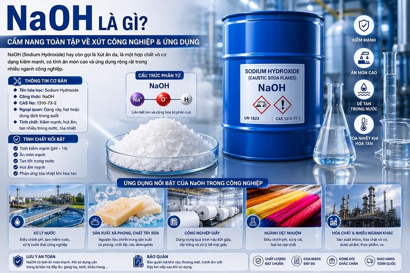 NaOH Là Gì? Cẩm Nang Kỹ Thuật Toàn Tập Về Xút Công Nghiệp (Sodium Hydroxide)