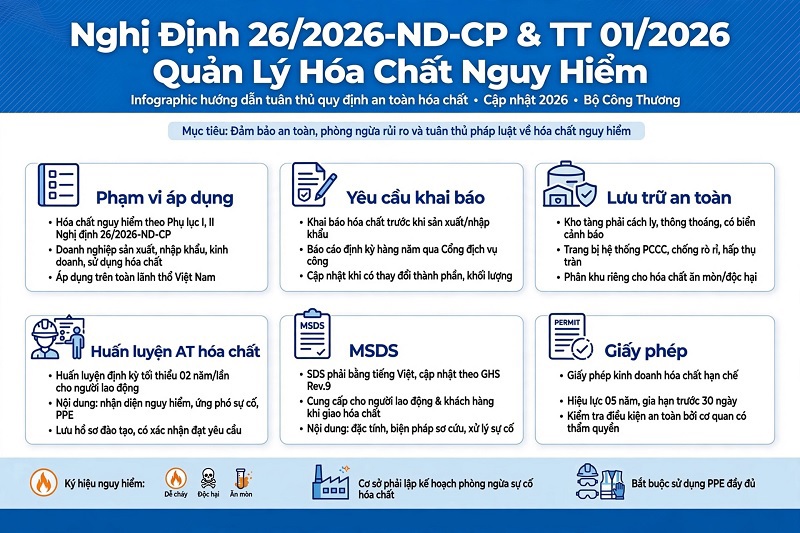 Nghị Định 26/2026/NĐ-CP & TT 01/2026 Quản Lý Hóa Chất Nguy Hiểm