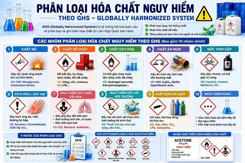 Phân Loại Hóa Chất Nguy Hiểm Theo GHS: Cách Nhận Biết & Ý Nghĩa