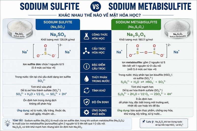 Sodium Sulfite & Sodium Metabisulfite Khác Nhau Thế Nào?