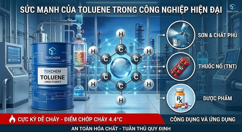 Toluene là gì? 5 Ứng dụng quan trọng & Cảnh báo an toàn