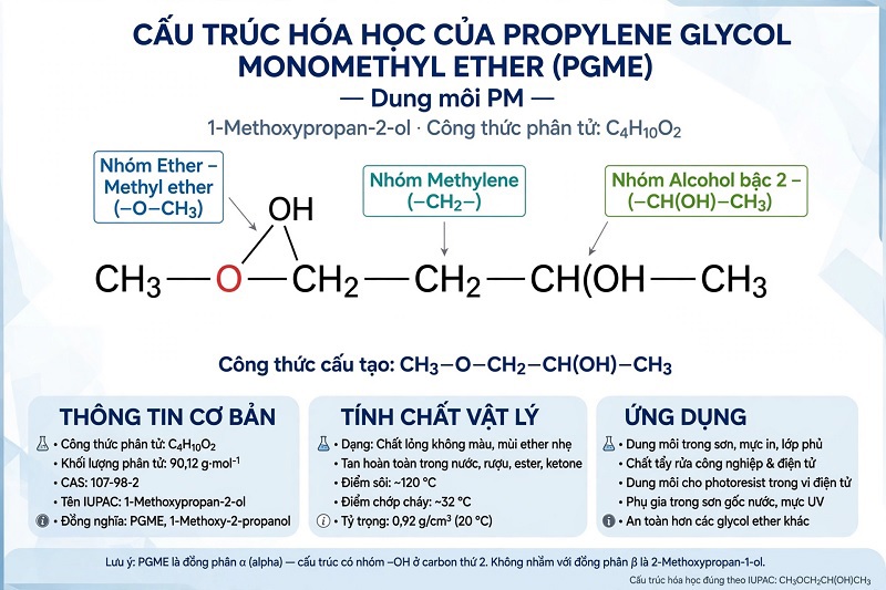 Dung môi PM (PGME) là gì? Tính chất, ứng dụng trong sơn và mực in